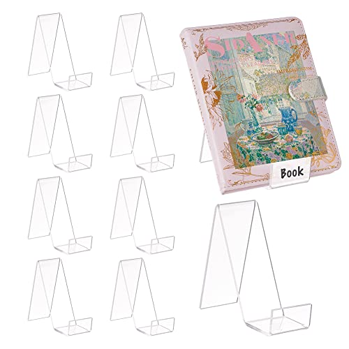 FINGERINSPIRE 10 Stück Transparente Acryl Buchständer, Klare N/C Form Acryl Flat Back Display Staffelei Bilderalbum Broschürenhalter für die Anzeige von Organizer Büchern (10,9x10,5x3,8cm) von FINGERINSPIRE