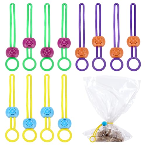 FINGERINSPIRE 12 x Ton-Beutelbinder in 3 Farben, verstellbare Silikon-Kabelbinder, 14 cm, Violett, Grün, Gelb, wiederverwendbarer Kabelriemen für Keramiktaschen, Bastelarbeiten, Kabel von FINGERINSPIRE
