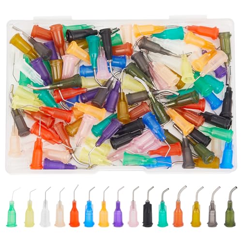 FINGERINSPIRE 120 Stück Stumpfer Spitze Dosiernadel Ellbogen Dosiernadel (15 gemischte Größe) 14G-34G Dosiernadel Präzisionsapplikator für Öl- oder Kleber Spritzen Nadeln mit stumpfer Spitze von FINGERINSPIRE