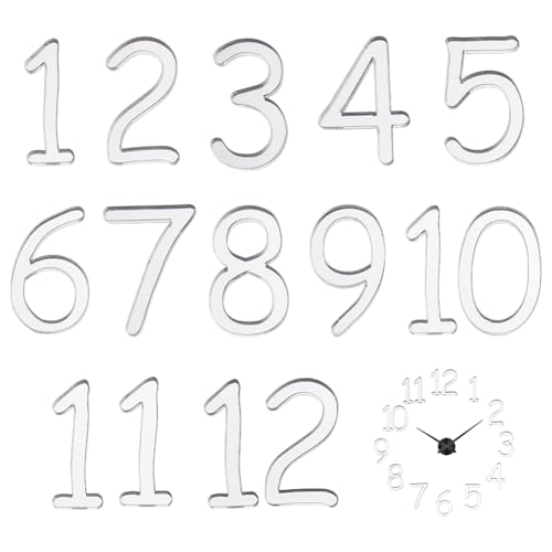 FINGERINSPIRE 15 Silberne Arabische Acrylziffern Für Eine Wanduhr Uhrennummern Zubehör Für DIY Digitaluhrnummern Ersatzteile 0-9 für Bezaubernde Handwerkliche Dekoration von FINGERINSPIRE