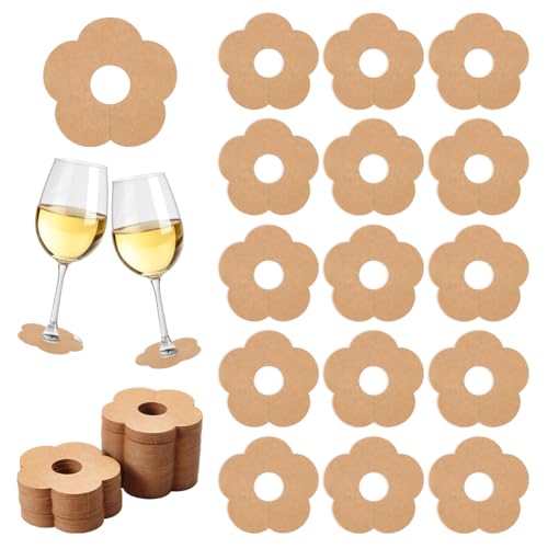 FINGERINSPIRE 150 Stück Weinglas Marker Aus Papier 68.5x67 mm Leere Blume Stielgläser Getränke Namensschilder Burlywood Weinanhänger Weinglas Getränkeanhänger DIY Identifikationsmarkierung von FINGERINSPIRE
