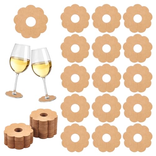 FINGERINSPIRE 150 Stück Weinglas Marker Aus Papier 7 cm Leere Blume Stielgläser Getränke Namensschilder Burlywood Farbe Weinetikett Weinglas Getränkeanhänger DIY Identifikationsmarkierung von FINGERINSPIRE