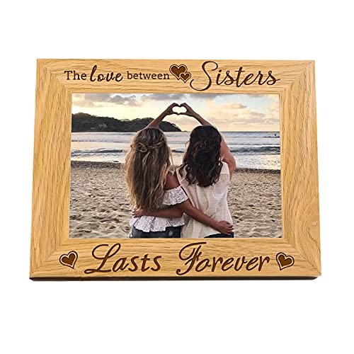 FINGERINSPIRE 15x10cm Liebe Zwischen Schwestern Bilderrahmen Hängend/Tisch Holz Bilderrahmen Rechteckiger Rahmen mit den Worten The Love Between Sisters Lasts Forever (horizontal) von FINGERINSPIRE