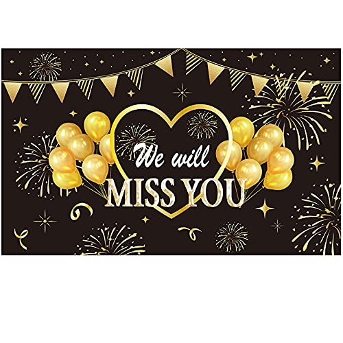 FINGERINSPIRE 180x110cm Wir Werden Dich Vermissen Banner Mit Hängendem Seil Schwarz & Gold Zum Weggehen Partyzubehör Hintergrund Rechteck Polyester Hängende Banner Zeichen Für Outdoor & Indoor Decor FINGERINSPIRE 180x110cm Wir Werden Dich Vermissen Banner Mit Hängendem Seil Schwarz & Gold Zum Weggehen Partyzubehör Hintergrund Rechteck Polyester Hängende Banner Zeichen Für Outdoor & Indoor Decor von FINGERINSPIRE