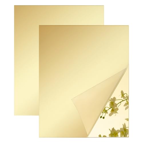 FINGERINSPIRE 2 Stück 25x20cm Große Goldfarbene Spiegel Acrylplatten 3mm Dicke Nicht Glasartige Reflektierende Acrylspiegelplatte Zum Laserschneiden DIY Bastelarbeiten Und Heimdekorationen von FINGERINSPIRE