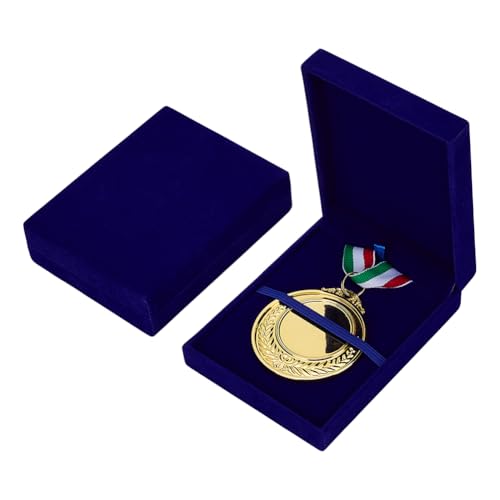 FINGERINSPIRE 2 Stück Aufbewahrungsbox Für Einzelne Medaillen Mitternachtsblauer Medaillenetui Aus Samt Rechteckige Auszeichnungsbox Medaillen Organizer Boxen Samtmedaillen Geschenkboxen Für Läufer von FINGERINSPIRE