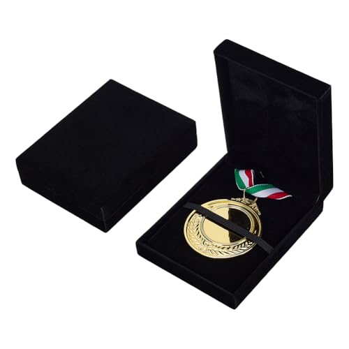 FINGERINSPIRE 2 Stück Aufbewahrungsbox Für Einzelne Medaillen Schwarzer Samt Medaillenetui Rechteckige Auszeichnungsbox Medaillen Organizer Boxen Samtmedaillen Geschenkboxen Für Läufer Sportsieger von FINGERINSPIRE