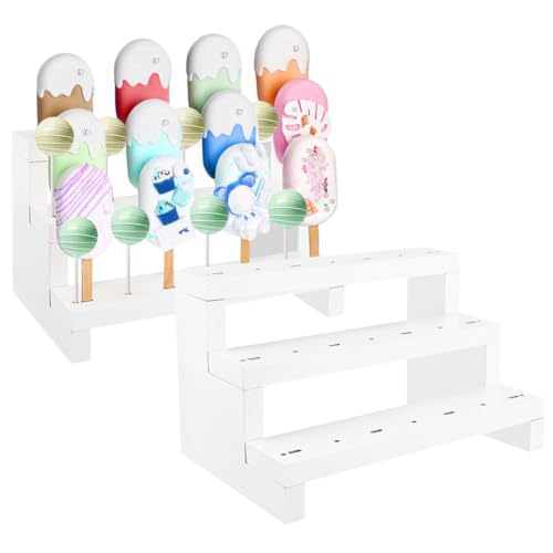 FINGERINSPIRE 2 Stück Cakesicle Ständer 3 Etagen Weißer Cake Ständer Aus Holz Display Erhöhung 27 Löcher Saugerständer Für Desserttisch Holz Lutscherhalter Display Für Hochzeit Geburtstag Party von FINGERINSPIRE