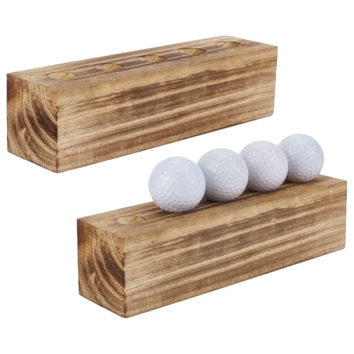 FINGERINSPIRE 2 Stück Golfball Displayhalter 231x60x60.5mm 5 Schlitze Rechteckig Holz Golfball Regal Schlitz Displayständer Peruanische Farbe Holzballhalter Zur Aufbewahrung Präsentation von Bällen von FINGERINSPIRE