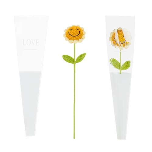 FINGERINSPIRE 2 Stück Handgefertigte Gestrickte Sonnenblume 43.2x9.5x3.6cm Gestrickte Künstliche Sonnenblumen Mit Lächelndem Gesicht Gehäkelte Handgewebte Blumen Mit Stiel Für Hochzeitsstrauß von FINGERINSPIRE