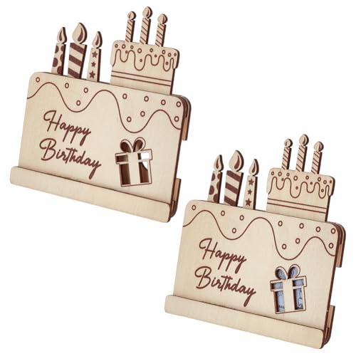 FINGERINSPIRE 2 Stück Holz Geldgeschenk Happy Birthday Geldgeschenke Blanchierte Mandel Holz Geldgeschenkhalter Bargeldhalter Geschenkidee Originelle Holzgeldgeschenkidee Zum Geburtstag Gratulation von FINGERINSPIRE