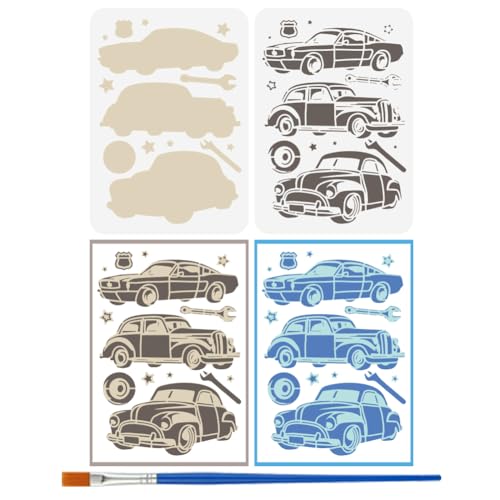 FINGERINSPIRE 2 geschichtete klassische Auto-Muster-Schablonen mit Pinsel, 30 x 21 cm, Autoreifen, Schraubenschlüssel, Malschablone, Sternzeichenschablonen, PET-Transport-Themen-Vorlage für FINGERINSPIRE 2 geschichtete klassische Auto-Muster-Schablonen mit Pinsel, 30 x 21 cm, Autoreifen, Schraubenschlüssel, Malschablone, Sternzeichenschablonen, PET-Transport-Themen-Vorlage für von FINGERINSPIRE