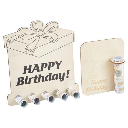 FINGERINSPIRE 2Sets Holz Geldhalter Happy Birthday Geldgeschenke Holz Geldgeschenkhalter Bargeldhalter Präsentationsständer Geschenkidee Originelle Holz Geldgeschenkidee Für Geburtstagsglückwünsche von FINGERINSPIRE