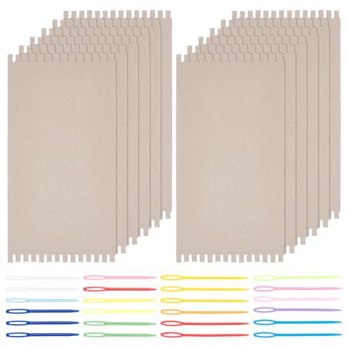 FINGERINSPIRE 36 Teiliges Webstuhl Set Ohne Wollstrickball Aus Pappe Enthält 12 Webstühle Mit Breiter Kerbe 24 Kunststoff Nähnadeln Mit Großem Öhr Für Anfänger Stricken Nähen Häkeln (33x16.5 cm) von FINGERINSPIRE