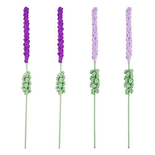 FINGERINSPIRE 4 Stück Gehäkelte Gestrickte Lavendelblume 40.2 cm Flieder Und Dunkelviolett Gestrickter Künstlicher Lavendel Für Unabhängigkeitstag Abschlussfeier Mädchengeschenk Hochzeitsstrauß von FINGERINSPIRE