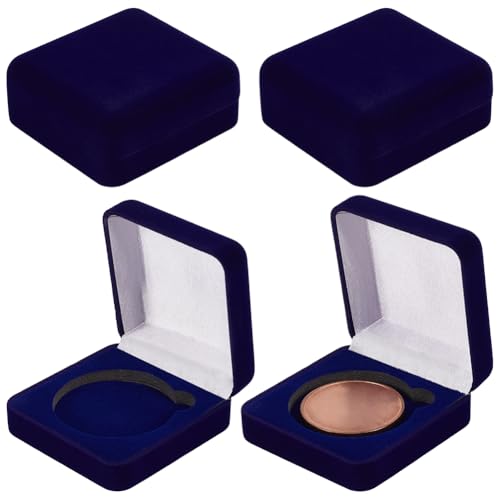 FINGERINSPIRE 4 Stück Mitternachtsblaue Präsentationsbox Aus Samt Innendurchmesser 50mm Samt Geschenkboxen Zur Aufbewahrung von Abzeichen Quadratische Präsentationsbox Für Abzeichen Präsentationsbox von FINGERINSPIRE