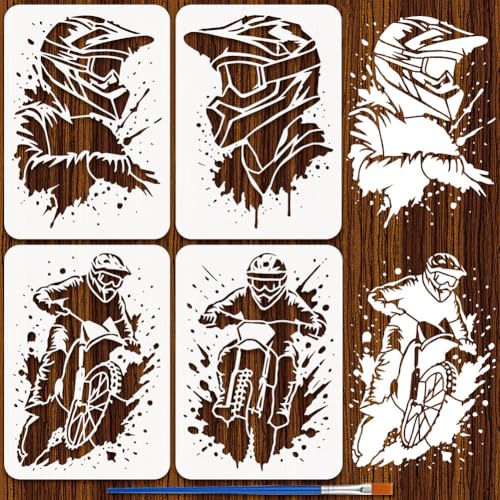 FINGERINSPIRE 4 Stück Motorradfahrer Schablone Mit Pinsel. 29.7x21cm A4 Größe Motocross Schablone Zeichenvorlage Graffiti DIY Malschablonen Motocross Poster Heimdekor Schablonen Zum Malen Auf Holz FINGERINSPIRE 4 Stück Motorradfahrer Schablone Mit Pinsel. 29.7x21cm A4 Größe Motocross Schablone Zeichenvorlage Graffiti DIY Malschablonen Motocross Poster Heimdekor Schablonen Zum Malen Auf Holz von FINGERINSPIRE