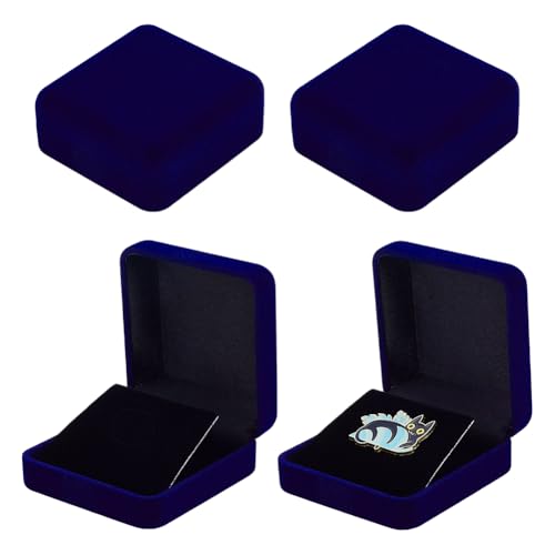 FINGERINSPIRE 4 Stück Preußischblaue Samt Ausstellungsbox Für Anstecknadeln 7cm Anstecknadel Sammlungsdisplayhalter Quadratische Samt Broschen Aufbewahrungsboxen Präsentationsvitrine Für Brosche von FINGERINSPIRE