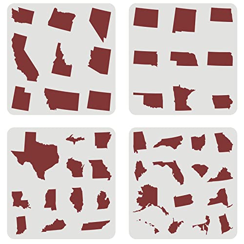 FINGERINSPIRE 4 Stück USA 45 Staaten Schablone 30x30cm Vereinigte Staaten Karte Schablone Sets Kunststoff Staaten Karte Schablonen Wiederverwendbare Schablone für Wand Holz Wohnkultur FINGERINSPIRE 4 Stück USA 45 Staaten Schablone 30x30cm Vereinigte Staaten Karte Schablone Sets Kunststoff Staaten Karte Schablonen Wiederverwendbare Schablone für Wand Holz Wohnkultur von FINGERINSPIRE