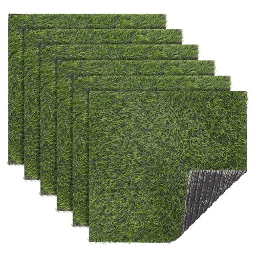 FINGERINSPIRE 6 Stück Quadratische Kunstrasenmatte 31x30.5cm Kunststoff Kunstrasen Grüne Synthetische Garten Graslandfliesen Realistischer Graslandteppich Kunstrasenpads Für Hunde Terrasse Draußen von FINGERINSPIRE
