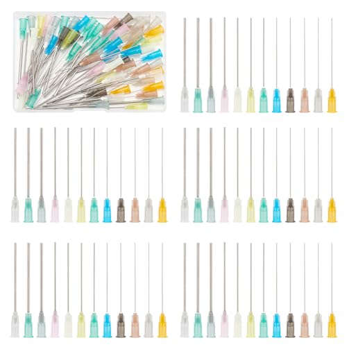 FINGERINSPIRE 72 Stück Dosiernadel Mit Stumpfer Spitze Und Luer Lock 14~27G Stiftloch 12 Ausführungen Spritzennadel Aus Edelstahl 67.5 mm Flüssigkeitsspendernadel Für Die Klebstoffabgabe von FINGERINSPIRE
