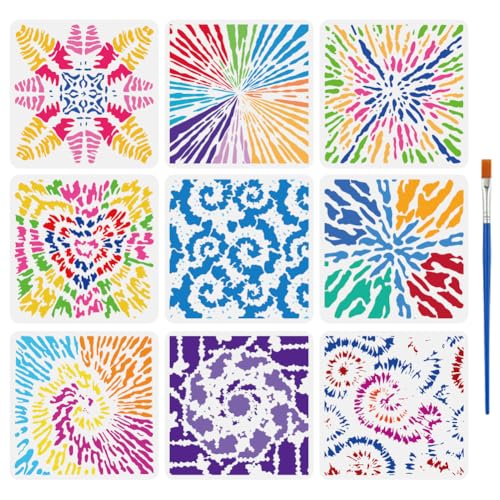 FINGERINSPIRE 9 Stück Malschablone Mit Batikmustern Und Pinsel 30x30cm 9 Stile Batik Zeichenvorlage Dekorationsschablone Zum Malen Auf Holz Wänden Stoffen Und Möbeln FINGERINSPIRE 9 Stück Malschablone Mit Batikmustern Und Pinsel 30x30cm 9 Stile Batik Zeichenvorlage Dekorationsschablone Zum Malen Auf Holz Wänden Stoffen Und Möbeln von FINGERINSPIRE