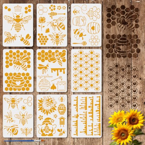 FINGERINSPIRE 9 Stück Schablonen Mit Bienenmotiv Zum Malen Mit Pinsel 21x29.7cm Wabenschablone Ausgehöhlte Honigmusterschablone Kunststoff PET Tiermotivschablone Für Wand Und Bodendekoration FINGERINSPIRE 9 Stück Schablonen Mit Bienenmotiv Zum Malen Mit Pinsel 21x29.7cm Wabenschablone Ausgehöhlte Honigmusterschablone Kunststoff PET Tiermotivschablone Für Wand Und Bodendekoration von FINGERINSPIRE