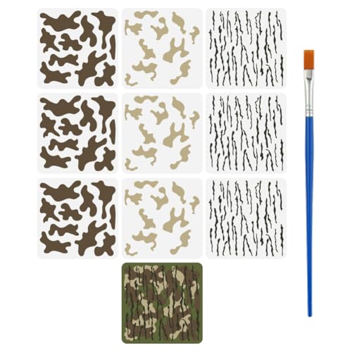 FINGERINSPIRE 9 geschichtete Tarnschablone Mit Pinsel 30x30cm Wiederverwendbare Digitale Tarnmusterschablone Tarnmuster Malschablonen Zum Malen Auf Holz Segeltuch Papier Stoff Fußboden Wand Fliese von FINGERINSPIRE
