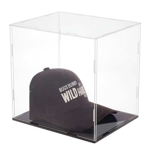 FINGERINSPIRE Acryl Vitrine 26.4x21.3x25.8 cm Transparente Hutvitrine Hutaufbewahrungsregal Staubdichter Quadratischer Schutzschrank Transparente Vitrinen Mit Mattschwarzer Basis Für Sammlerstücke von FINGERINSPIRE