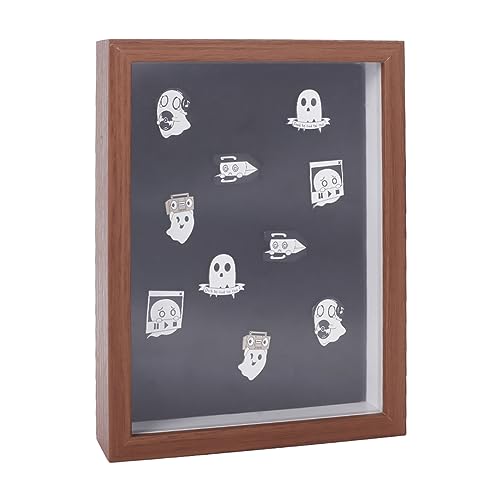 FINGERINSPIRE Anstecknadel Vitrine Aus Holz 22x17x4.5 cm Rechteckig Präsentationsbox Für Abzeichen Aus Holz Mit Filz Fenster Schmuck Brosche Organizer Rahmen Mit Kleiderbügeln Rückenstütze von FINGERINSPIRE