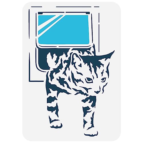 FINGERINSPIRE Banksy Katzenklappen Malschablone 21x29.7 cm Kätzchen Klettert Auf Das Fenster Schablone Aus Kunststoff Ausgehöhlte Schablone Zum Malen An Wänden Holzmöbeln Heimwerker Heimdekoration von FINGERINSPIRE