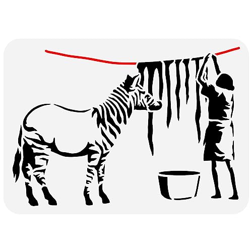 FINGERINSPIRE Banksy Zebra Waschschablone 21x29.7 cm Wiederverwendbare Banksy Themen Malvorlage DIY Handwerk Zebra Tier Schablone Zum Malen Auf Holz Wand Stoff Leinwand Und Möbeln von FINGERINSPIRE