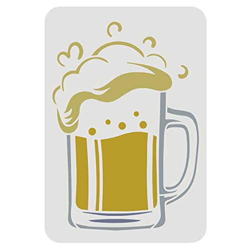 FINGERINSPIRE Bierkrug Schablone 29,7x21cm Wiederverwendbare Tasse Bier Zeichenschablone Bierschild-Schablone für Bar oder Küche Bierfest-Schablone zum Malen auf Wand, Leinwand, Möbeln und Papier von FINGERINSPIRE