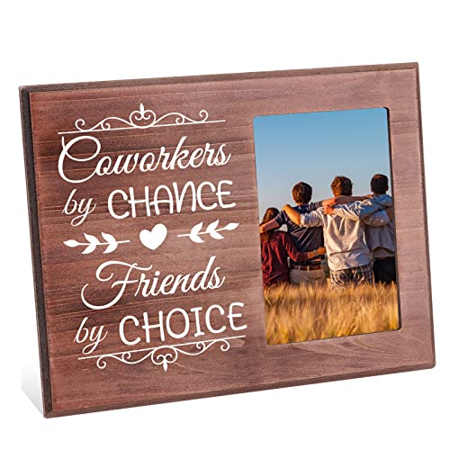 FINGERINSPIRE Bilderrahmen Coworkers by Chance Friends by Choice 10x15 cm Abschiedsfotorahmen Zum Aufhängen/Tischplatte Holzrahmen Zum Abschied als Geschenk Für Kollegen Arbeit Beste Freundin Team von FINGERINSPIRE