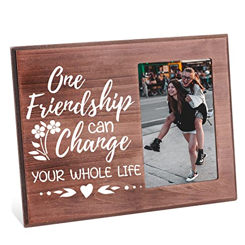 FINGERINSPIRE Bilderrahmen Freundschaft Kann Ihr Ganzes Leben Verändern 10x15 cm Rahmen Für Fernfreundschaft Geschenke Zum Aufhängen/Tisch Holzrahmen Freunde Erinnerungen Fotorahmen Für Geburtstag von FINGERINSPIRE