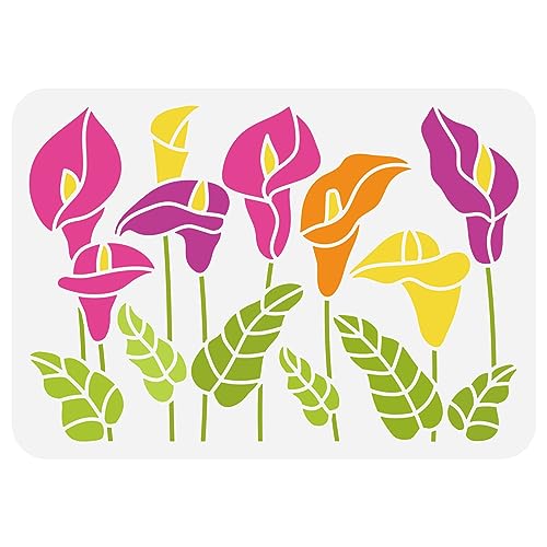FINGERINSPIRE Calla Lilien Schablone 21x29.7 cm Wiederverwendbar Calla Lilien Blumenmuster Malvorlage Pflanzen Thema Dekorationsschablone Zum Malen Auf Holz Wand Stoff Papier Möbeln von FINGERINSPIRE