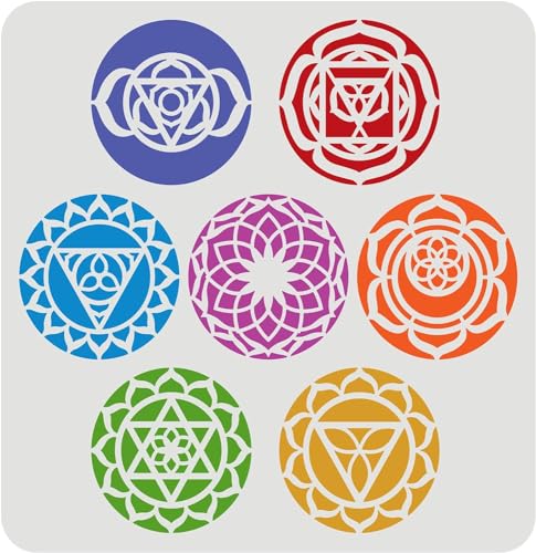 FINGERINSPIRE Chakra Symbol Schablone 30x30cm Wiederverwendbare Chakra Schablone Yoga Meditationsschablone DIY Handwerks Mandala Schablone zum Malen auf Wand Leinwand, Fliesen, Möbeln und Papier von FINGERINSPIRE