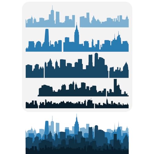 FINGERINSPIRE City Skyline Schablone 30 x 30 cm - Schichtbare Stadt Silhouette - Kunststoff - Wiederverwendbar - DIY Kunst & Handwerk FINGERINSPIRE City Skyline Schablone 30 x 30 cm - Schichtbare Stadt Silhouette - Kunststoff - Wiederverwendbar - DIY Kunst & Handwerk von FINGERINSPIRE
