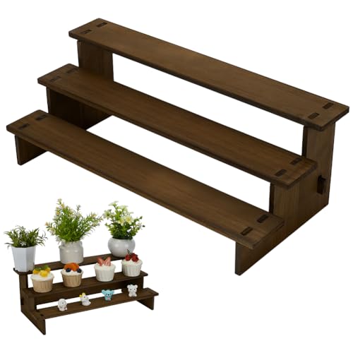 FINGERINSPIRE Cupcake Präsentationsständer Mit 3 Etage 40x18.4x13.6cm Rechteckiger Dessert Präsentationsständer Aus Holz Kokosnussbraun Kuchen Präsentationsständer Rustikaler Cupcake Dessert Ständer von FINGERINSPIRE