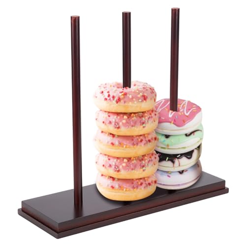 FINGERINSPIRE Donut Ständer Aus Holz Dunkelrot Abnehmbarer Donut Ausstellungshalter Rechteckige Donut Ständer Für Desserttische Donut Ausstellungsständer Für Geburtstagspartys Hochzeit Partyzubehör von FINGERINSPIRE