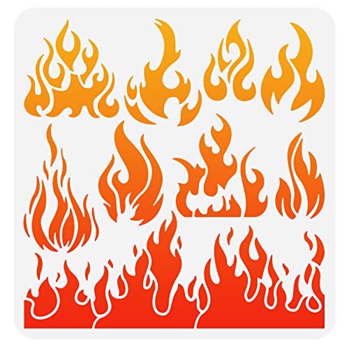 FINGERINSPIRE Flammenschablone 30x30 cm Wiederverwendbare Feuerschablone Kunststoff 9 Stile Feuermusterschablone Flammenmalerei Dekorationsvorlage Für Kunst Fenster Basteln Dekorationen FINGERINSPIRE Flammenschablone 30x30 cm Wiederverwendbare Feuerschablone Kunststoff 9 Stile Feuermusterschablone Flammenmalerei Dekorationsvorlage Für Kunst Fenster Basteln Dekorationen von FINGERINSPIRE