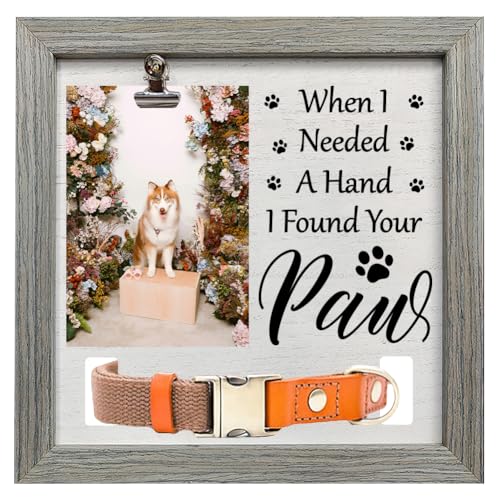 FINGERINSPIRE Gedenkbilderrahmen Für Haustiere 23x23 cm When I Needed A Hand I Found Your Paw Holz Gedenkbilderrahmen Für Haustiere Hunde Und Katzen Geschenkbilderrahmen Mit Fotoclip Halsbandhalter von FINGERINSPIRE