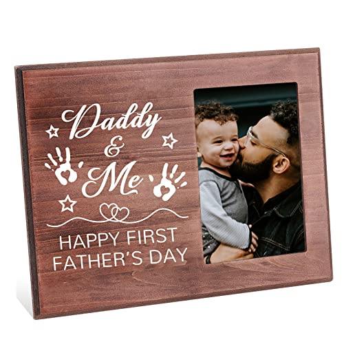 FINGERINSPIRE Happy First Father'S Day Bilderrahmen 10x15 cm Daddy & Me Bilderrahmen Zum Aufhängen/Tischplatte Aus Holz Papa Geschenke Bilderrahmen von Tochter Sohn Bilderrahmen Geschenk Für Vatertag von FINGERINSPIRE