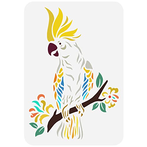 FINGERINSPIRE Kakadu Schablone 21x29.7cm Wiederverwendbare Kakadu Muster Zeichnungsvorlage, DIY Art Bird Parrot Animal Theme Schablone Zum Malen An Der Wand, Holz, Stoff Und Möbel von FINGERINSPIRE