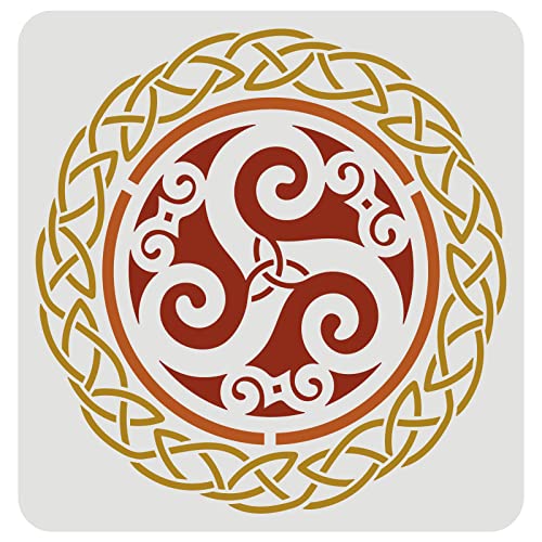 FINGERINSPIRE Keltische Triskele Schablone 30x30cm Wikinger keltische Knotenschablone dreifache Spirale keltische Symbolschablone zum Malen auf Wand Leinwand Fliesen Möbeln und Papier von FINGERINSPIRE