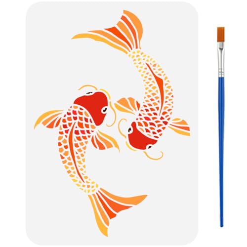 FINGERINSPIRE Koi Fisch Schablone Mit Pinsel 21x29.7cm Dekorative Fischmuster Vorlage Ausgehöhlt 2 Koi Fisch Schablonen Tiermotiv Wiederverwendbare Vorlage Fisch Schablone Zum Bemalen von Kleidung FINGERINSPIRE Koi Fisch Schablone Mit Pinsel 21x29.7cm Dekorative Fischmuster Vorlage Ausgehöhlt 2 Koi Fisch Schablonen Tiermotiv Wiederverwendbare Vorlage Fisch Schablone Zum Bemalen von Kleidung von FINGERINSPIRE