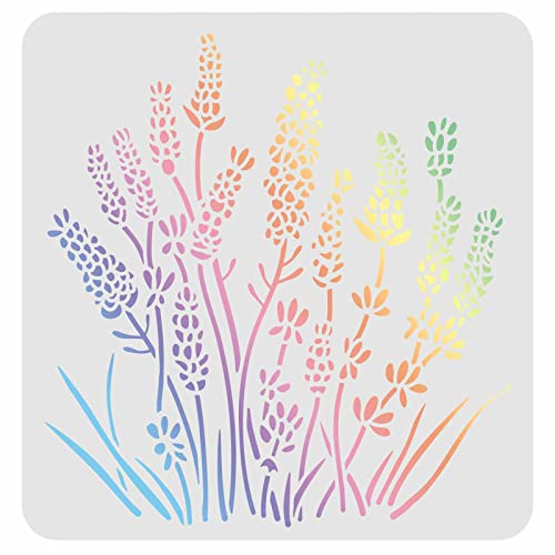 FINGERINSPIRE Lavendel-Zeichenschablonen 30 x 30 cm Kunststoff Schablonen Lavendel-Dekoration quadratische Lavendel Schablonen zum Malen auf Holz, Boden, Wand und Stoff… von FINGERINSPIRE