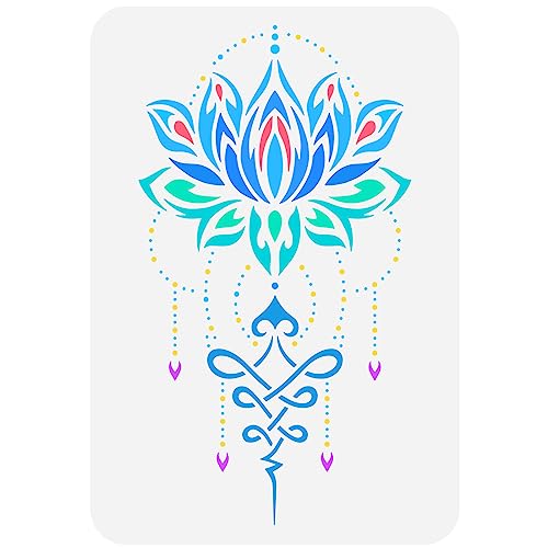 FINGERINSPIRE Lotusblume Des Lebens Schablone 21x29.7 cm Wiederverwendbare Lotusblume Mandala Tattoo Zeichnungsvorlage DIY Handwerk Blumen Schablone Zum Malen Auf Holz Wand Stoff Leinwand Möbel von FINGERINSPIRE