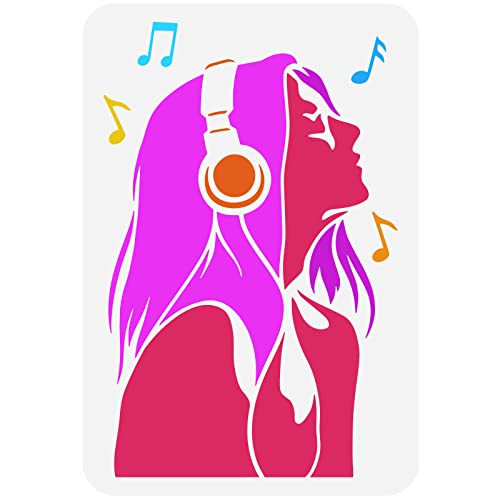 FINGERINSPIRE Mädchen Hört Musik Schablone 21x29.7 cm Wiederverwendbare Musik Mädchen Silhouette Malvorlage Mädchen Mit Kopfhörern Dekorationsschablone Zum Malen Auf Holz Wand Und Möbel FINGERINSPIRE Mädchen Hört Musik Schablone 21x29.7 cm Wiederverwendbare Musik Mädchen Silhouette Malvorlage Mädchen Mit Kopfhörern Dekorationsschablone Zum Malen Auf Holz Wand Und Möbel von FINGERINSPIRE