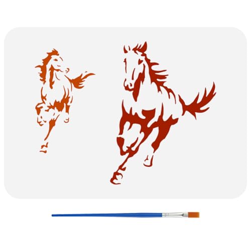 FINGERINSPIRE Malschablone Für Galoppierende Pferde 21x29.7cm Wiederverwendbare Pferdemustervorlage Mit Pinsel Schablone Für Laufende Pferde Ausgehöhlte Tierschablone Für Pferde Tiermotiv Vorlage von FINGERINSPIRE
